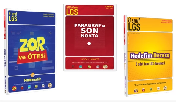 TONGUÇ YAYINLARI 8. SINIF LGS SÜPER DENEME SET MATEMATİK - TÜRKÇE PARAGRAF - HEDEFİM DERECE DENEME (3 KİTAP)