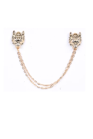 Esgue Kurt Kafası Gömlek Yaka İğnesi Gold - 3