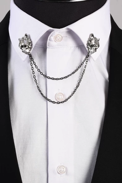 Esgue Kurt Kafası Gömlek Yaka İğnesi Gold - 5