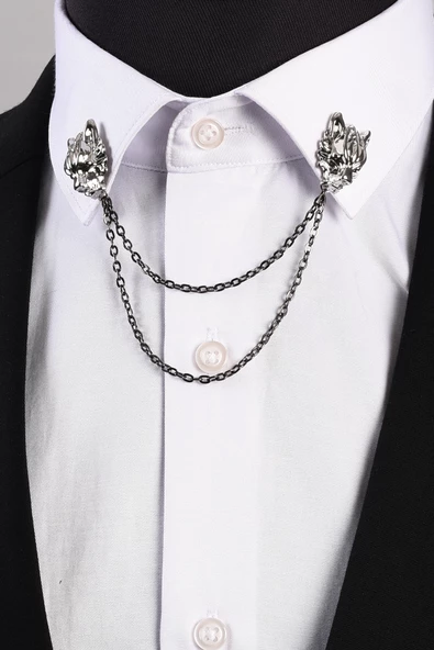 Esgue Kurt Kafası Gömlek Yaka İğnesi Gold - 4