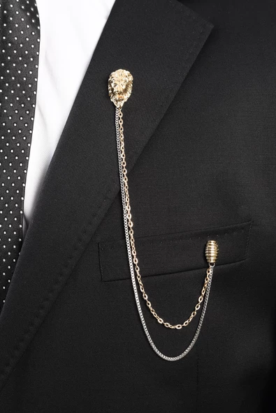 Esgue Aslan Ceket Yaka İğnesi Gold - 2