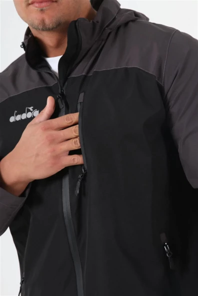 Diadora Elite - Erkek Siyah-Gri Su Geçirmez Spor Yağmurluk - 44YĞM10ELT - 6