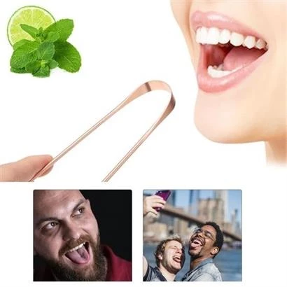 Dil Plak Temizleme Aleti Bakır Oil Pulling Yağ Çekme Dil Fırçası Sıyırıcı Dil Kaşığı - 6