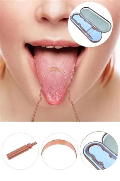 Dil Plak Temizleme Aleti Bakır Oil Pulling Yağ Çekme Dil Fırçası Sıyırıcı Dil Kaşığı - 10