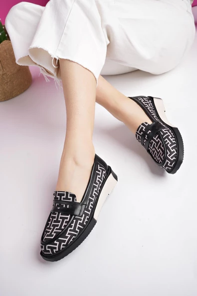 Muggo LUVİ Garantili Kadın Loafer Günlük Eva Taban Casual Makosen Ayakkabı - 12