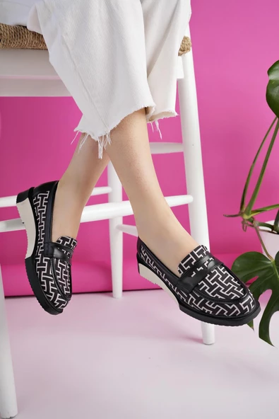 Muggo LUVİ Garantili Kadın Loafer Günlük Eva Taban Casual Makosen Ayakkabı - 11