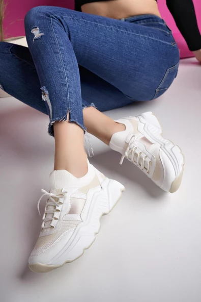 Muggo SEPHO Garantili Günlük Yürüyüş Koşu Yüksek Taban Rahat Kadın Sneaker Spor Ayakkabı - 10
