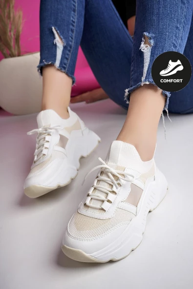 Muggo SEPHO Garantili Günlük Yürüyüş Koşu Yüksek Taban Rahat Kadın Sneaker Spor Ayakkabı - 8