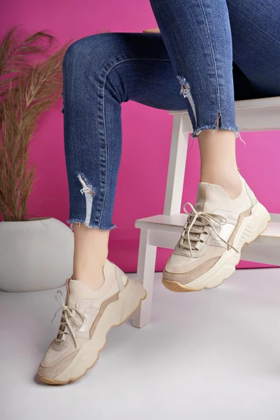 Muggo SEPHO Garantili Günlük Yürüyüş Koşu Yüksek Taban Rahat Kadın Sneaker Spor Ayakkabı - 2