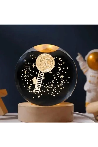 BY-LAMP Aya Çıkan Astronot Kristal Top Gece Lambası