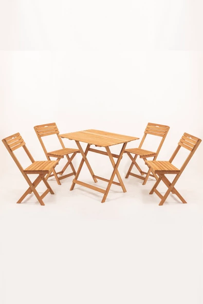 Meya Dekor Balkon - Bahçe 5'li Katlanabilir Bistro Set 4 Sandalye 1 Bahçe 60x80 Cm Masa