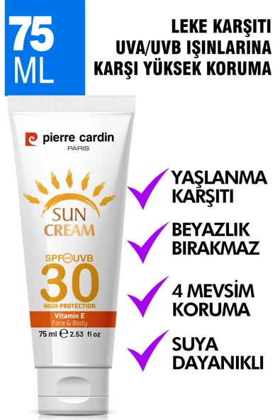 Pierre Cardin SPF 30 Leke Karşıtı Yüksek Koruyucu Yüz Güneş Kremi 75 ML Normal Ve Kuru Ciltler İçin - 6