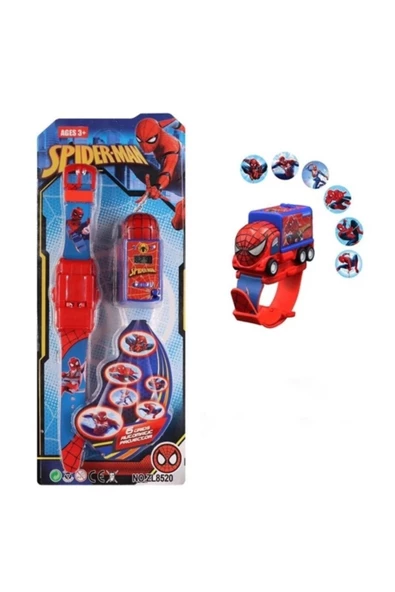 Kumik Spiderman Arabalı Ve Projeksiyonlu Saat 6 Farklı Karakteri Duvara Yansıtır - 2