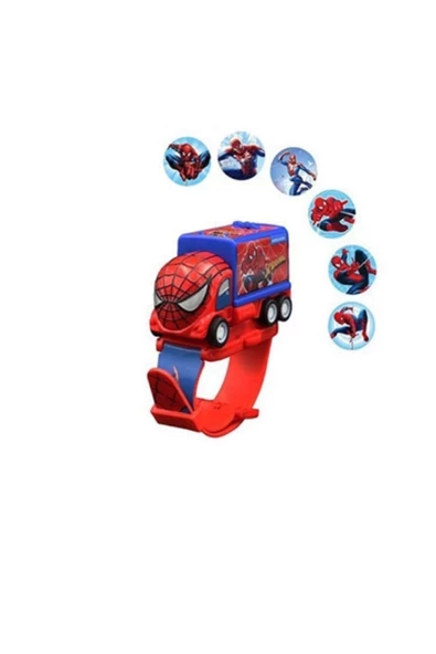 Kumik Spiderman Arabalı Ve Projeksiyonlu Saat 6 Farklı Karakteri Duvara Yansıtır - 3