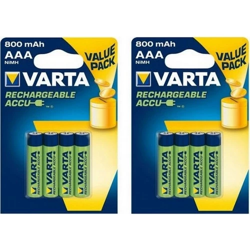 Varta Şarjlı Kalem Pil 8 Adet AAA 800 mAH