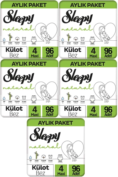 Sleepy Külot Bebek Bezi Natural Beden:4 (7-14KG) Maxi 480 Adet Mega Ultra Pk