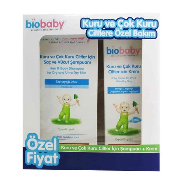 Biobaby Kuru ve Atopik Ciltler İçin Şampuan 300 ml + Krem 100 ml (Özel Fiyat Etiketli)