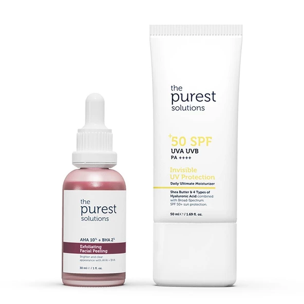 The Purest Solutions Canlandırıcı Cilt Tonu Eşitleyici Yüz Peeling Serum 30 ml + SPF50 Güneş Koruyucu Krem 50 ml ürün görseli