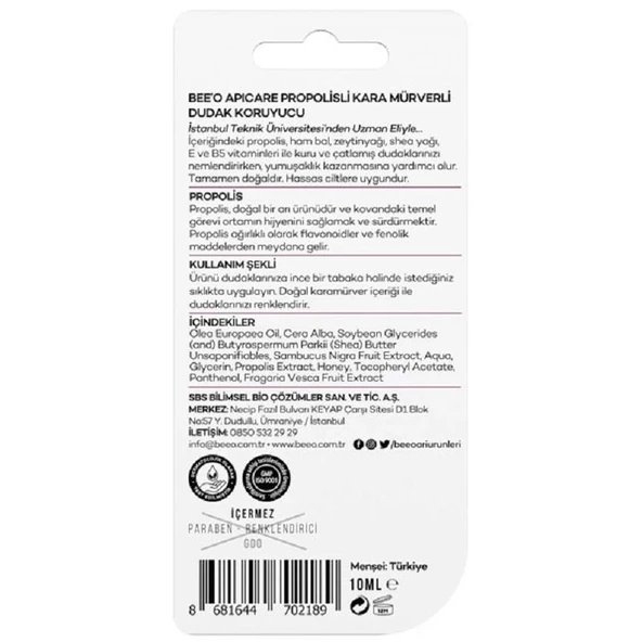 Bee'o Up Kara Mürver Dudak Koruyucu - Resim 4