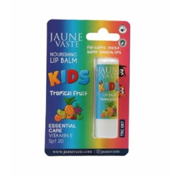 Jaune Vaste Lip Balm Kids Tropikal Meyveli Dudak Kremi - 12'li Stant