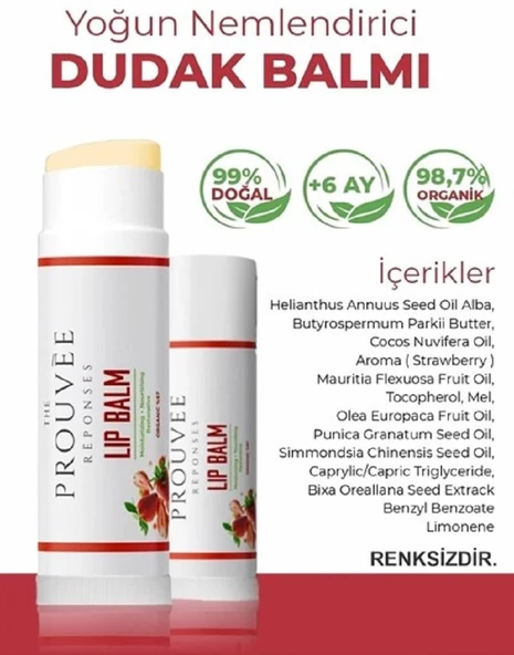 The Prouvée Réponses Organik Dudak Lip Balm Çilek Aromalı 5 ml - Resim 3
