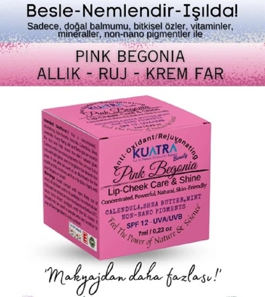 Kuatra Pink Begonia Nemlendirici Antioksidan Işıltı Veren Balm 7 ml - 2