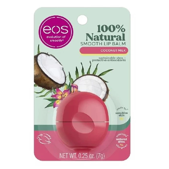 EOS Lip Coconut Milk 100% Doğal Dudak Balsamı - Hindistan Cevizi Sütü