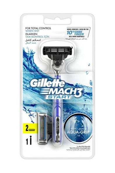 Gillette Mach 3 Start Aqua Grip Tıraş Bıçağı + Yedek Bıçak 2'li