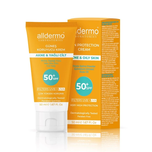 Alldermo Akne ve Yağlı Ciltler için Güneş Kremi SPF50 50 ml ürün görseli