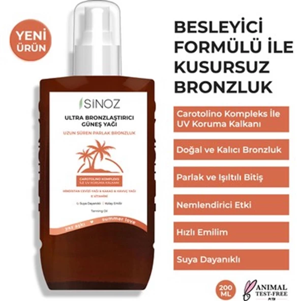 Sinoz Kusursuz Bronzlaştırıcı Güneş Yağı Spreyi 200 ml ürün görseli