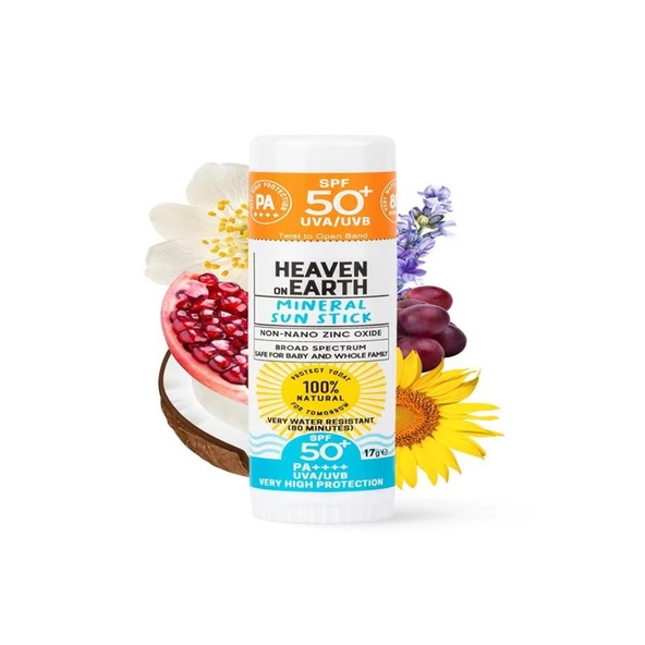 Heaven On Earth Suya Dayanıklı Mineral Güneş Koruyucu Stick PA++++ SPF50+ 17 gr