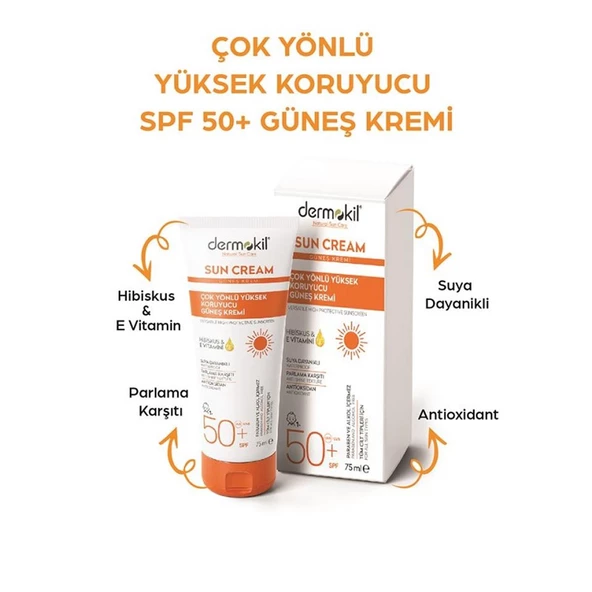 Dermokil Sun Cream - Çok Yönlü Yüksek Koruyucu Güneş Kremi SPF50 75 ml - Resim 2