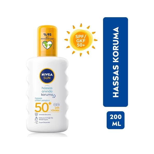 Nivea Sun Hassas Koruma Güneş Spreyi Kokusuz 200 ml ürün görseli