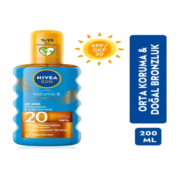Nivea Sun Güneş Spreyi Koruma & Bronzluk SPF20 200 ml ürün görseli