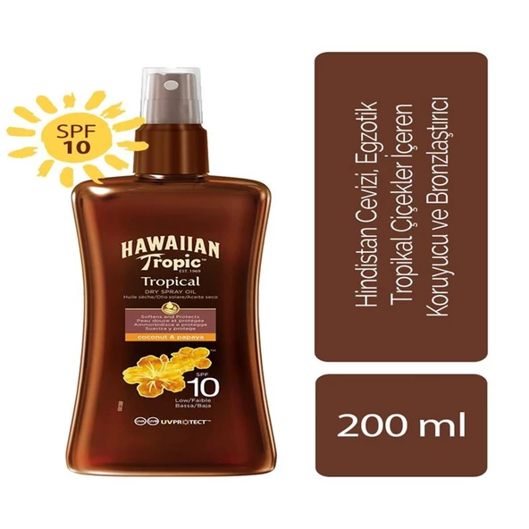 Hawaiian Tropic Protective Dry Spray Oil Coconut & Papaya SPF10 200 ml