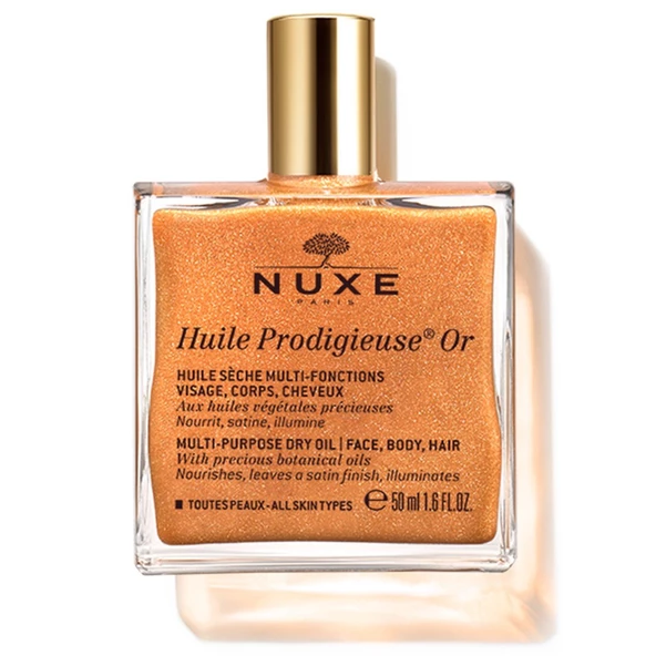 Nuxe Huile Prodigieuse OR Altın Parıltılı Yüz Vücut Saçlar İçin Çok Amaçlı Kuru Yağ 50 ml