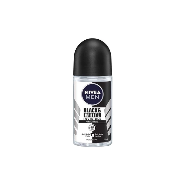 Nivea Black & White Invisible Roll-On For Men 25 ml ürün görseli