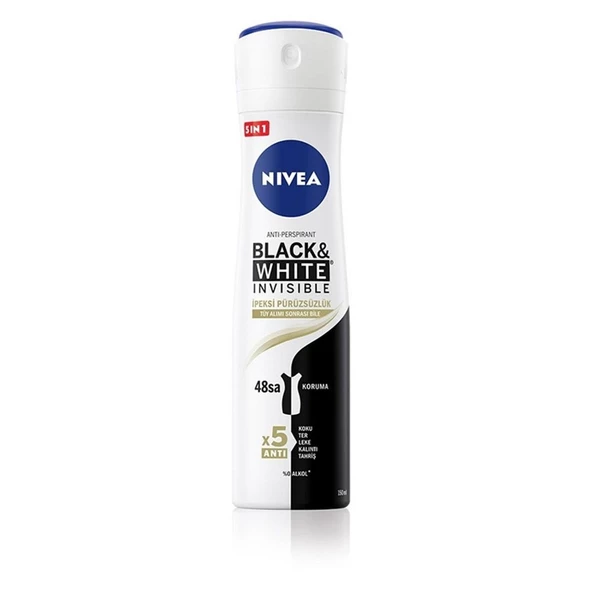 Nivea Black & White Sprey Deodorant Invisible For Women İpeksi Pürüzsüzlük 150 ml ürün görseli