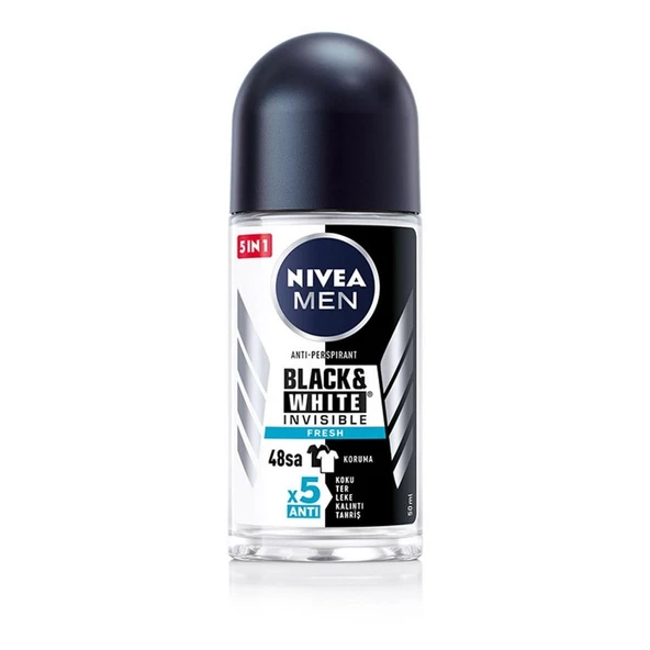 Nivea Black & White Invisible Roll-On For Men Fresh 50 ml ürün görseli