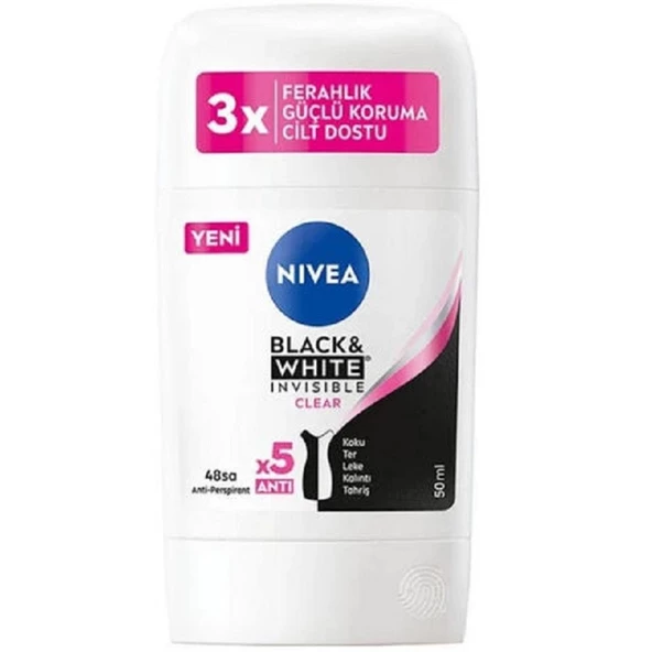 Nivea Women Black & White Invisible Clear Stick Deodorant 50 ml ürün görseli