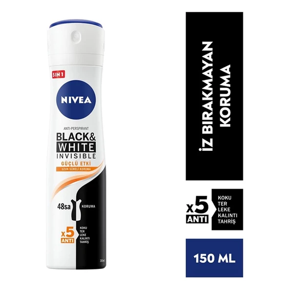 Nivea Kadın Black White Güçlü Etki Sprey Deodorant 150 ml ürün görseli