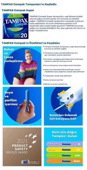 Tampax Compak Tampon Super 20'li - Resim 2