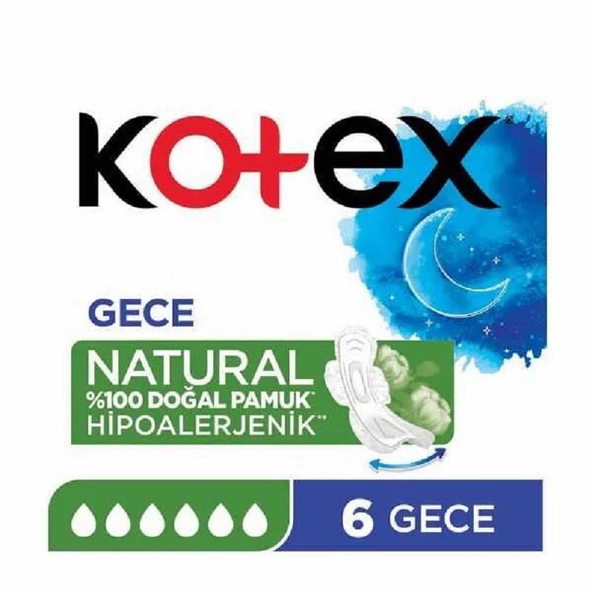 Kotex Natural Gece 6'lı ürün görseli
