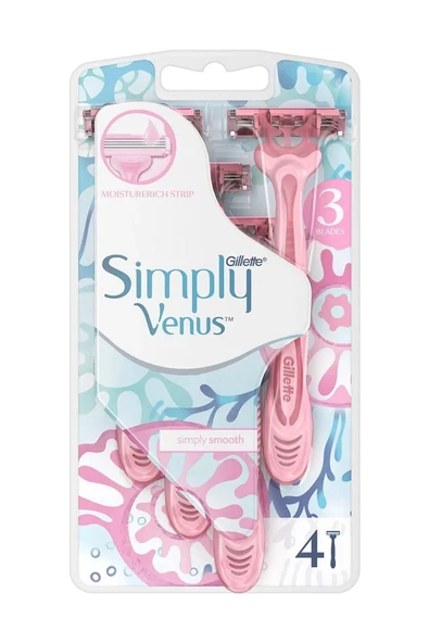 Gillette Venus Simply 3 Blister Bıçak 4'lü ürün görseli