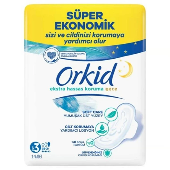 Orkid Extra Hijyenik Ped Hassas Koruma Dörtlü Uzun 14'lü ürün görseli