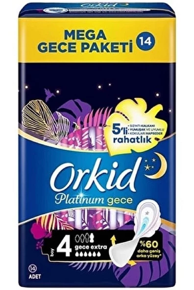 Orkid Platinium Gece Hijyenik Ped Extra 14'lü ürün görseli