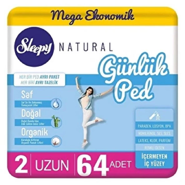 Sleepy Natural Günlük Ped Uzun 64'lü ürün görseli
