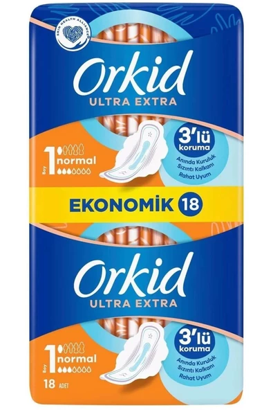 Orkid Ultra Hijyenik Ped Extra Yeşil Eko Normal 18'li ürün görseli