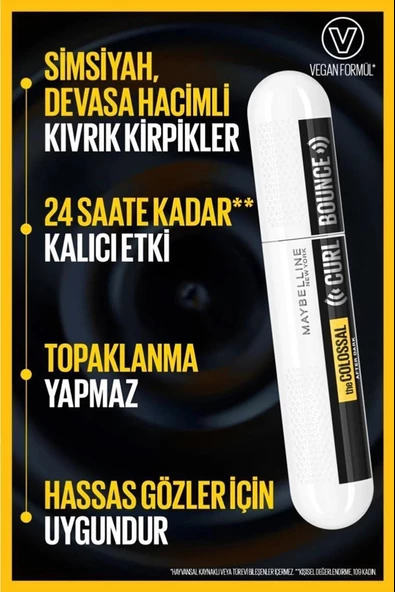 Maybelline The Colossal Curl Bounce Mascara Siyah - Resim 4