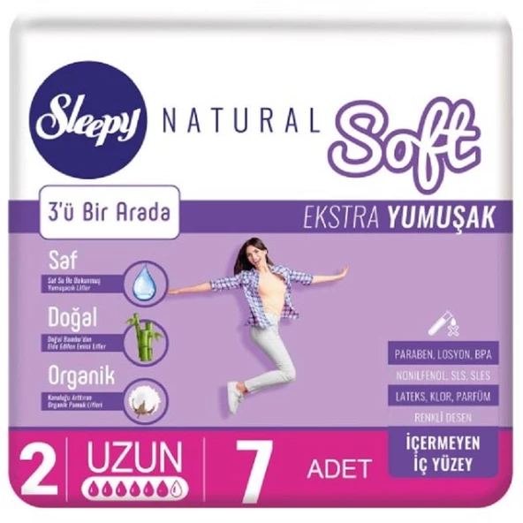 Sleepy Natural Soft Hijyenik Ped Uzun 7'li - Resim 2